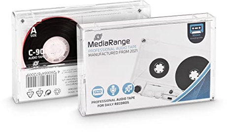 MediaRange Professionelle Audiokassette, C-90 I 90min, Typ 1, Normale Bias, transparent