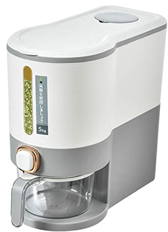 xiaoguozi Stockage de conteneurs de Riz 5/10 kg, Distributeur de céréales scellé Distributeur de céréales, Distributeur de céréales boîte de Stockage de Riz de Cuisine pour Cuisine soja maïs Gris