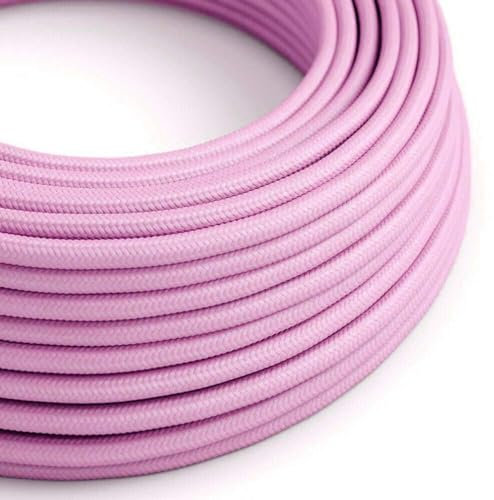 LEDSone 16.4ft Vintage 2 Core Round 18 Gauge Baby Pink Cable Fabric Cloth Covered Electrical Wire, 5m 2 conductors Lamp cable Modern Cloth Covered Wire for Pendant Light Bulb Industrial DIY Project.