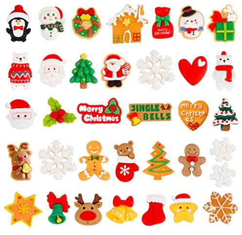 BETESSIN 35 Stück Harz Weihnachtsfiguren Miniatur Ornamente Weihnachten Kleine Figuren zum Basteln für Weihnachtsdeko, DIY Geschenk und Schmuck, Mitgebsel Weihnachten usw.