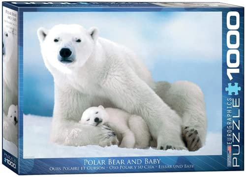 empireposter 1000 Teile Puzzle - Puzzle - Eisbären Mama mit schlafendem Baby + Puzzle Alu Rahmen für 1000er