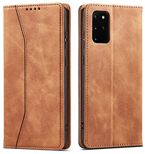 OKZone Kompatibel mit Samsung Galaxy S20 Plus Hülle, Magnet Leder Tasche Handyhülle, Kartenfächer Galaxy S20 Plus Schutzhülle, [Premium PU Leder] Flip Klappbare Magnetische Standfunktion (Khaki)