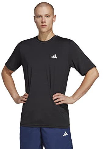 adidas Men's Train Essentials Stretch Training Tee, Black/White, S