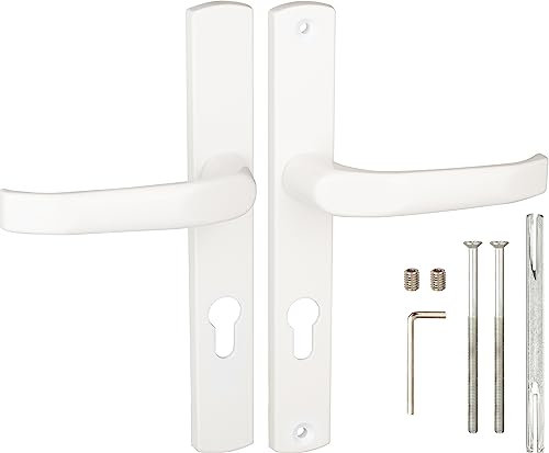 Gamar Türgriffe 72 mm Weiß – Aluminium Türgriff Gartentor - Universal Drückergarnitur Gartentor – Solid Türklinken Set – Profilzylinder Türklinke - Türdrückergarnitur - Drückerpaar