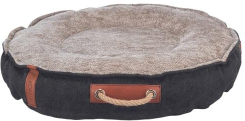 TRIXIE Hundebett BE Nordic Föhr ø 70 cm in schwarz/Sand – eckiger Hundekorb für kleine & große Hunde - gemütliches Hundekörbchen mit praktischem Tragegriff - weich & waschbar - 36595