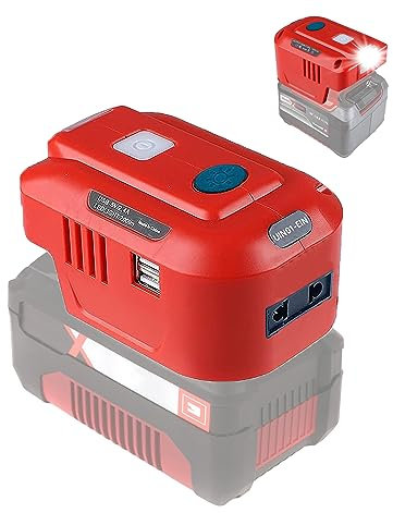 TPDL 150W Akku-Wechselrichter für Einhell 18V Lithium Ionen Akku,DC 18V auf AC 220V~230V Spannungswandler Konverter mit 2 USB & 200LM LED-Arbeitslicht Sinus Sine Wave für Einhell 18V Akku