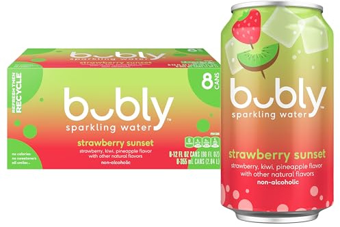bubly Sparkling Water, Strawberry Sunset, Zero Sugar & Zero Calories, 12 Fl Oz Cans (Pack of 8)