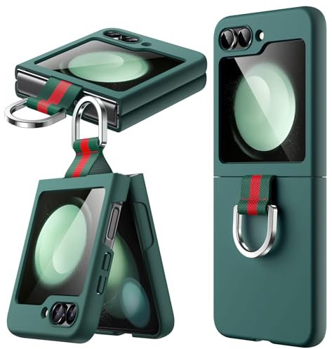 JETech Case for Samsung Galaxy Z Flip 5 2023 with Ring, Hard PC Slim Shockproof Anti-Scratch Protective Phone Cover (Midnight Green)