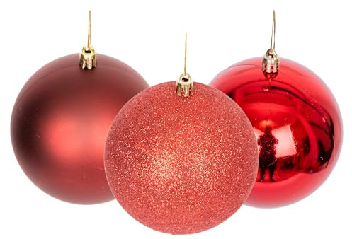 10cm/3Pcs Christmas Baubles Shatterproof Dark Red, Christmas Tree Decorations Ball Ornaments Balls Xmas Hanging Decorations Holiday Decor - Shiny,Matte,Glitter