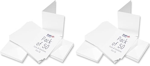Craft UK 50 White Cards & Envelopes C6, Card, 30/40 mm (Pack of 2)