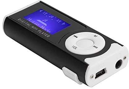 Akozon Cheap MP3 Players,Portable Sports MP3 Flashlight Mini BackClip LCD Mini Screen Music Media Player (black)