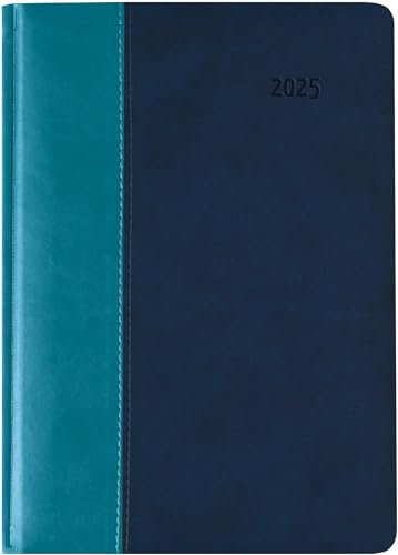 Zettler - Buchkalender Premium 2025 türkis-blau, 15x21cm, Taschenkalender im Tucson-Kombi Einband mit 416 Seiten, 1 Tag auf 1 Seite, Adressteil, Monatsübersicht und internationales Kalendarium