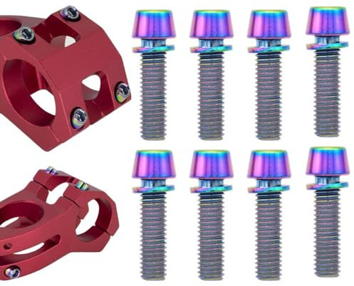 MenYiYDS - 8 PCS M5 * 16mm Viti in Titanio Colorate, Mountain Bike Road Bike Stelo Bulloni Lega Bicicletta Fissaggio Grip Viti per Mountain Bike STEM
