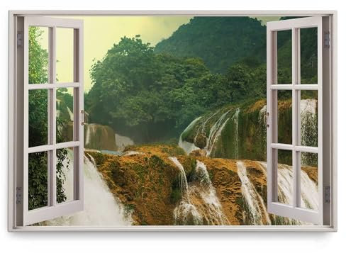 Paul Sinus Wandbild 120x80cm Fensterbild Tropische Landschaft Wasserfälle Wasser Grün