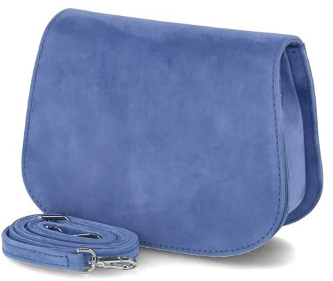Unisa Damen Überschlagtasche/Umhängetasche/Abendtasche ZBRUN Blau samtiges Rauleder, Größe:-, Farbauswahl:blau