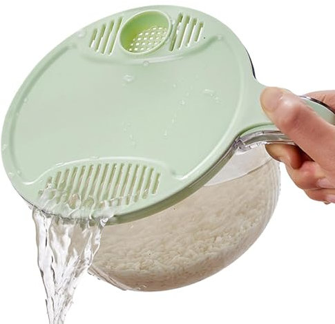 Riso ciotola di lavaggio con colino, colino per lavare riso, frutta e verdura