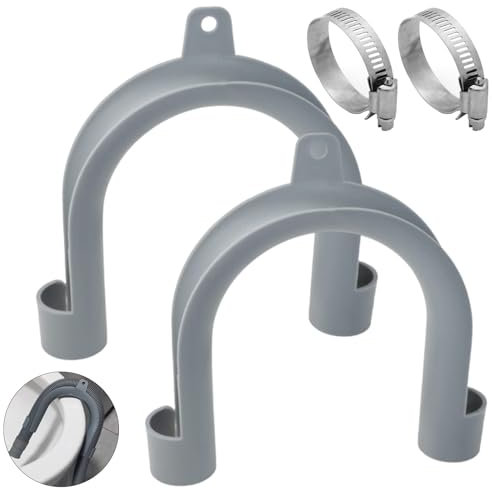 Coude pour Tuyau de vidange,Tuyau Machine à Laver Support,Tuyau D'évacuation Support,Rallonge Tuyau Vidange Machine a Laver Support,Crochet pour Tuyau de Sortie Universel,Tuyau Lave Linge Support,2pcs