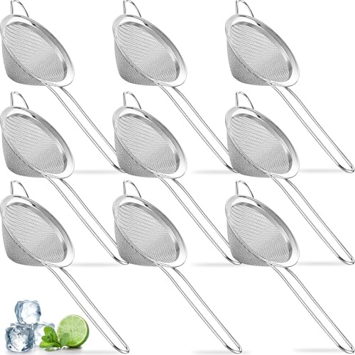 Fine Mesh Strainer For Bar -Stainless Steel Conical Strainer For Cocktail Drink Bar Strainers Bartender Bar Tool, 3.5 Inch 9 pcs