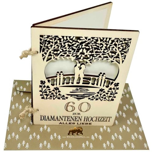Woodland Mail Ewige Liebe: Holz-Jubiläumskarte zur diamantenen Hochzeit - 60 gemeinsame Jahre