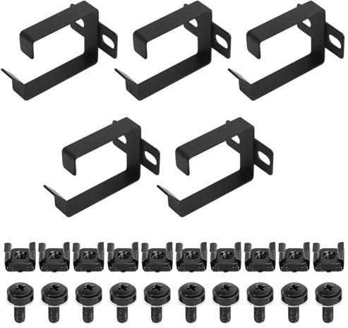 ANBEEISS 5 Pcs 19 Server Rack Cable Management Brackets, Black, Alloy Steel, Rack Mount, Compatible with Server, 6x4.4x5 cm/2.36x1.73x2 inch