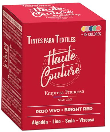 HAUTE COUTURE - Tinte para Ropa y Textil Rojo - 350g - Rojo Vivo -Tinte Textil Todo en uno - Listo Para Teñir Ropa y Tejidos