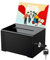 Uniclife Black Acrylic Donation Box for Fundraising Suggestion Box with Slot and Lock Plastic Ballot Boxes with Sign Holder Storage Container for Voting Charity Tip Collection, 15.7 x 11.9 x 10.2 cm