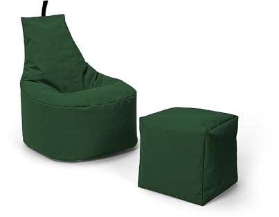 Nadimaideal Sitzsack XL - XXL für Kinder, Teenager & Erwachsene | Indoor & Outdoor | bereits gefüllt | Sitzsack Gaming | Füllung EPS Perlen (Dunkelgrün, XXL - Durchmesser 80 cm für Erwachsene)