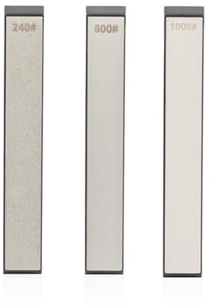 Lot de 7 pierres à aiguiser diamantées avec base - 80#, 120#, 240#, 600#, 1000#, 2000#, 3000# pour aiguiseur de couteaux professionnel à angle fixe + 1 cuir