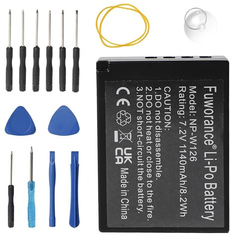 Fuworance 1140mAh 7.2V NP-W126 Batterie Compatible avec Fujifilm FinePix HS30EXR HS35EXR HS50EXR X-A1 X-E1 X-E3 X-M1 X-Pro1 X-T1 X-T3, X-Pro3, X-A7, X-A10, X-S10, X-H1, X100V, X-T200, X-E4, X-T30 II