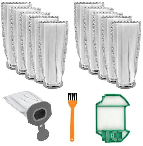 KYYGKY 10 PCS Sac Aspirateur Kobold Vk7, Sac Aspirateur Vorwerk, Sac de Rechange pour Aspirateur, Sac à Poussière de Rechange avec 4 Filtres Moteur + 1 Brosse de Nettoyage