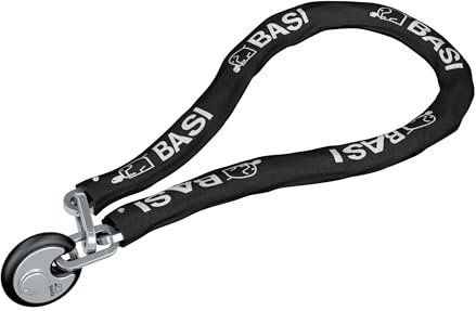 BASI | Stahlkette mit Rundbügelschloss | Langlebig und Witterungsfest | Objektschutz | Ideal auch für Fahrräder, Motorräder, Schuppen, Tore, Garagen | 2 Schlüssel