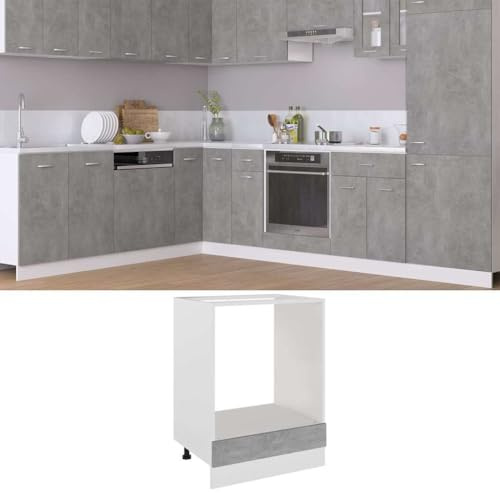 Myheimly Küchenschrank,Unterschrank Küche, Küchenmöbel, Küchenzeile,Standschrank Küche,Wandschränke,Aufbewahrungsschrank Herdumbauschrank Betongrau 60x46x81,5 cm Holzwerkstoff