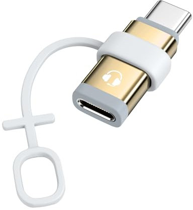 MoKo Adattatore da Lightning a USB C Audio con Controllo Linea, Adattatore Lightning a USB C per Cuffie per iPhone Air 17 16 15 Pro Max Plus, iPad Air/Pro, Non per Ricarica/Trasferimento Dati, Oro