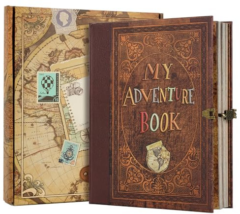 My Adventure Book scrapbook, Álbum de portada en relieve de estilo retro, album fotos para pegar y escribir/álbum de recortes de viajes para parejas/de aniversario, regalos de San Valentín, 24x21cm