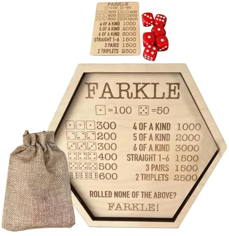 Farkle Würfeltablett, Würfelteller Mit 6 Würfeln, Würfelbrett Aus, Würfeltablett Aus Für Das Klassische Farkle Würfelspiel