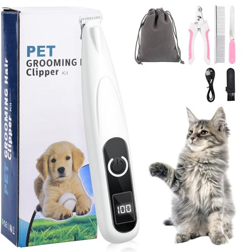 TAVADA Tosatrice per Cani Gatti con luce a LED,tagliacapelli ricaricabile per cani,Trimmer Elettrico per Piede per Animali,Tagliacapelli per Animali per Cani Gatti Animalis Zampa,Orecchio,Occhio,Viso
