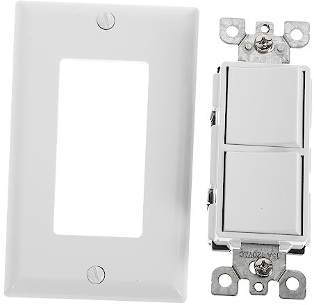 KONTONTY Interruptor Doble Eléctrico Con Luz Blanca Regulador De Pared Para Luces Interruptor Doble Balancín Ligero