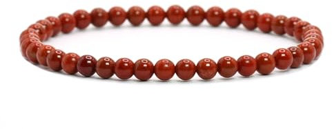 Echtes Roter Jaspis Edelstein Armband mit runden 4mm Perlen - verschiedene Längen - Heilstein Schutzstein Edelsteinarmband Glücksbringer Talisman Geschenk (Roter Jaspis, 15CM)