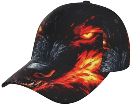 Big Black Wolf with Red Eyes Pattern Baseball Cap Unisex Adjustable Baseball Hats for Sports Outdoor, Black, One Size, Schwarz, Einheitsgröße