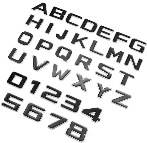 NewL Individuelle Metallbuchstaben für Auto und Briefkasten, Hausaufkleber, Emblem, Namensschild, Kit (Schwarz-Silber)