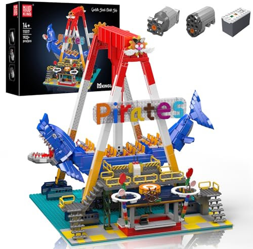 Mould King 11017 MOC Technik Kreatives Freizeitpark-Modell Piratenschiff-Bausatz mit elektrischer Schaukel-Funktion Technologie Klemmbausteine Bausatz （1922+Teile）