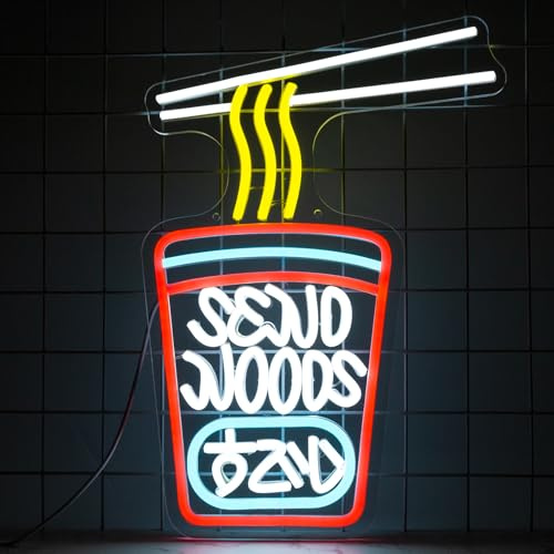 YSUIEC Noddles Neon Zeichen, Ramen Neon Zeichen für Wanddekoration, LED Noddle Lights Up Zeichen für Restaurant Schlafzimmer Bar Mann Höhle Ramen Shop Supermarkt Dekorationen Party Geschenke