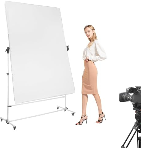 MIDUOLAI White,120 * 90cm,Photography Light Diffuser, Large Scrim Diffuser, with Aluminium Frame & Stand, Panel Reflector, for Photo Video Shooting Studio Lights