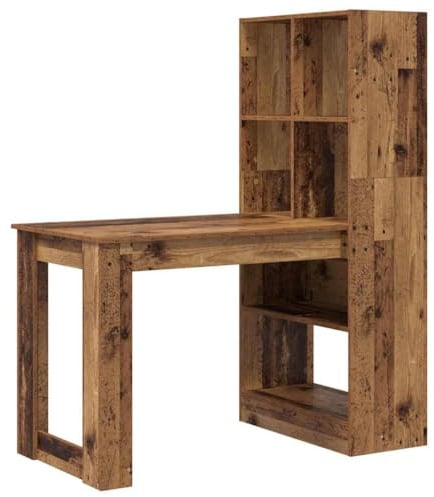 vidaXL Antique Wooden Desk - 122 x 67 x 145 cm - Freestanding with Full Storage - Modern Style for Your Office or Studio - Simple Assembly - Smooth Finish - Versatile Workspace - C
