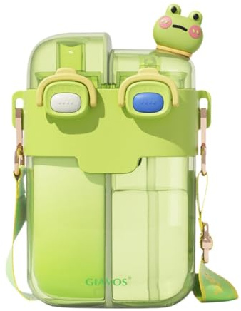 TAIZhiChen Gourde pour Adolescents 780 ML d'eau avec Paille et Sangle Anti-Fuite pour L'école en Plein Air et La Vie Quotidienne, Vert