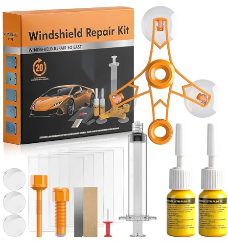 everfarel Professionelles Windschutzscheibe Reparaturset, Universal Glas Reparatur Set für Steinschlag Reparatur, Windshield Repair Kit für Autos, Praktisch & Schnell & Einfach，Ohne UV-Lampe