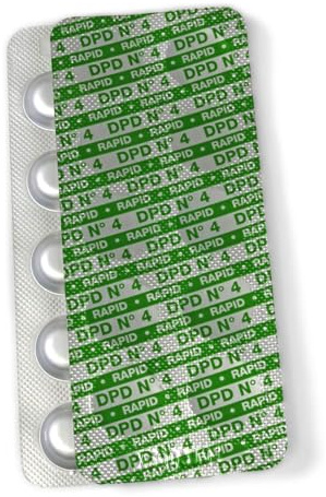 DPD 4 Rapid Tabletten Water-i.d. - Aktivsauerstoff-Testtabletten für Pool & Whirlpool - Schnell löslich für manuelle Pooltester - Made in Germany - Nicht für Photometer geeignet (50 Stück)