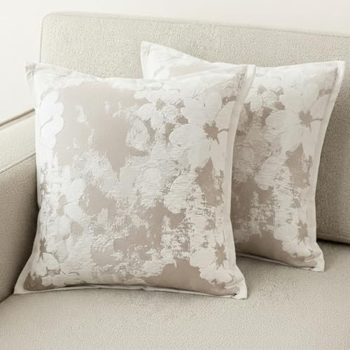 Schemenhafte Blumen Kissenbezug 40x40 2er Set Chenille Kissenbezüge Sofakissen Kissenhüllen mit Elegantem Design Weiche und Luxuriöse Dekorative Dekokissen für Wohnzimmer Sofa Sessel Schlafzimmer