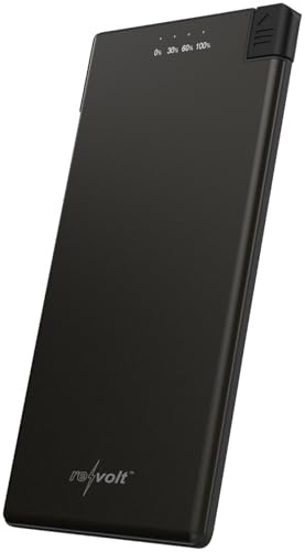 revolt Mini Powerbank: Kompakte Notfall-Powerbank, Kreditkartenformat, 5.000 mAh, USB-C-Kabel (Ultrakompakte, Ultra Mini)