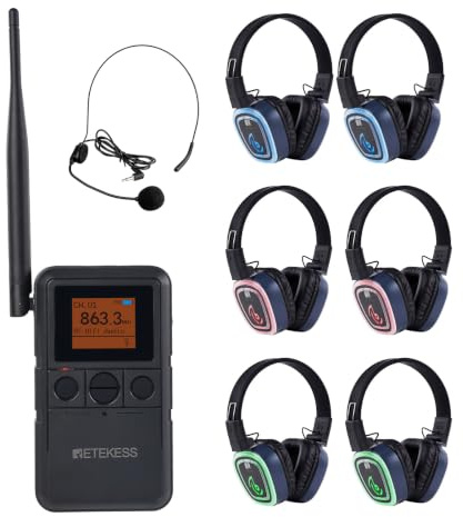 Retekess TA003P Cuffie Silent disco, Handheld Wireless Silent Disco (1-6) | Cancellazione del Rumore, Design Pieghevole,Comodo da Indossare,Qualità HI-FI,Ideali per Fitness,Yoga e Attività all'Aperto
